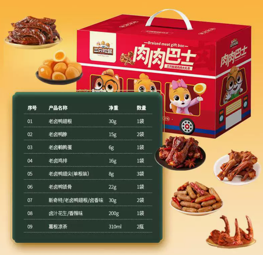 三只松鼠肉肉巴士红1008克（肉肉礼盒）